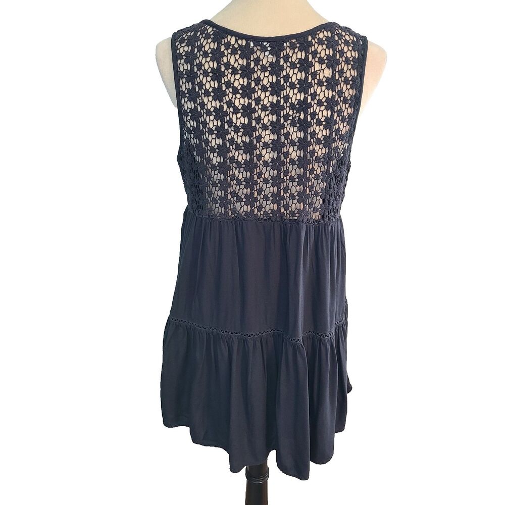 American Eagle Black Lace Mini Dress M Tiered Whimsigoth Boho Grunge Fairycore - Picture 2 of 8